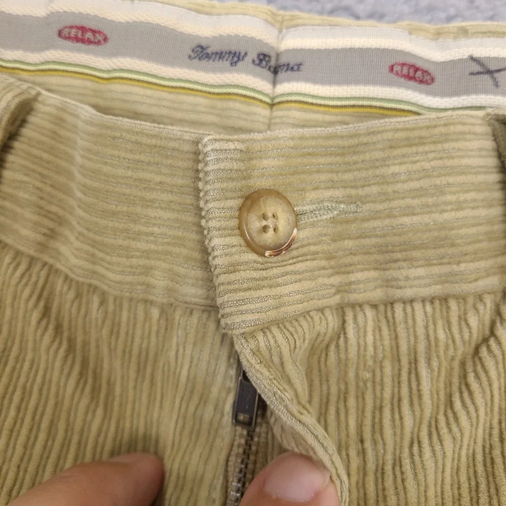 Tommy Bahama Pants Mens 35x32 Brown‎ Tan Silk Blend Corduroy Flat Front Chino